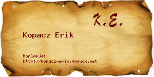 Kopacz Erik névjegykártya